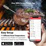 Pyle - PWIRBBQ60 , Kitchen & Cooking , BBQ & Grilling , Smart Bluetooth BBQ Grill Thermometer - Digital Display, Stainless Dual Probes Safe to Leave in Outdoor Barbecue Meat Smoker - Wireless Remote Alert iOS Android Phone - NutriChef PWIRBBQ60