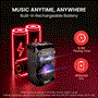 Pyle - PWMA335BT , Sound and Recording , PA Loudspeakers - Cabinet Speakers , Portable Bluetooth Karaoke Speaker System - PA Loudspeaker with Flashing DJ Lights, Built-in Rechargeable Battery, FM Radio, MP3/USB/Micro SD