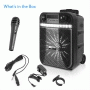 Pyle - PWMA337BT , Sound and Recording , PA Loudspeakers - Cabinet Speakers , Portable Bluetooth Karaoke Speaker System - Digital PA Loudspeaker with Downloadable App, Flashing DJ Lights, Rechargeable Battery, Wired Microphone, FM Radio