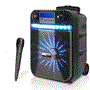 Pyle - PWMA337BT , Sound and Recording , PA Loudspeakers - Cabinet Speakers , Portable Bluetooth Karaoke Speaker System - Digital PA Loudspeaker with Downloadable App, Flashing DJ Lights, Rechargeable Battery, Wired Microphone, FM Radio