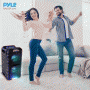 Pyle - PWMKRDJ89BT , Sound and Recording , PA Loudspeakers - Cabinet Speakers , Bluetooth PA Loudspeaker & Microphone System - Portable Stereo Karaoke DJ Mixing Speaker with Flashing Part Lights, Included Wireless Mic, MP3/USB/Micro SD, FM Radio (500 Watt)