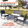 Pyle - SL4PCBK52 , Sports and Outdoors , 4 Pcs. Patio Outdoor Rattan Furniture Set - Includes 1 Double Chair & 2 Single Chairs, and 1 Glass-top Coffee Table (Black)