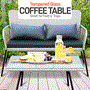 Pyle - SL4PCGR51 , Sports and Outdoors , 4 Pcs. Patio Outdoor Rattan Furniture Set - Includes 1 Double Chair & 2 Single Chairs with Soft Cushion, and 1 Glass-top Coffee Table (Light Gray)