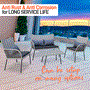 Pyle - SL4PCGR51 , Sports and Outdoors , 4 Pcs. Patio Outdoor Rattan Furniture Set - Includes 1 Double Chair & 2 Single Chairs with Soft Cushion, and 1 Glass-top Coffee Table (Light Gray)