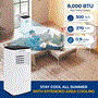 Pyle - SLACHT804 , Home and Office , Cooling Fans , Single Duct Portable Air Conditioner and Heater - 8000 BTU Cooling Capacity (ASHRAE) Compact Home A/C Cooling and Heating Unit with Built-in Dehumidifier & Fan Modes, Includes Window Mount Kit (White and Black)