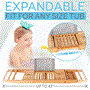 Pyle - SLBCAD20.3 , Home and Office , Therapeutic , SereneLife Luxury Bamboo Bathtub Caddy Tray - Adjustable Natural Wood Bath Tub Organizer with Wine Holder, Cup Placement, Soap Dish, Book Space & Phone Slot for Spa, Bathroom & Shower - SLBCAD20