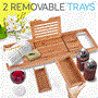 Pyle - SLBCAD50.5 , Home and Office , Therapeutic , Natural Bamboo Bathtub Caddy - Shower Tub Caddy Tray with Adjustable Length