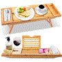 Pyle - SLBCAD50.5 , Home and Office , Therapeutic , Natural Bamboo Bathtub Caddy - Shower Tub Caddy Tray with Adjustable Length