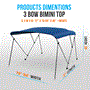 Pyle - SLBT3RB794 , Marine and Waterproof , Protective Storage Covers , On the Road , Protective Storage Covers , 3 Bow Bimini Top - 2 Straps and 2 Rear Support Poles with Marine-Grade 600D Polyester Canvas (Royal Blue)