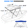Pyle - SLBT3RB854 , Marine and Waterproof , Protective Storage Covers , On the Road , Protective Storage Covers , 3 Bow Bimini Top - 2 Straps and 2 Rear Support Poles with Marine-Grade 600D Polyester Canvas (Royal Blue)