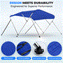 Pyle - SLBT3RB854 , Marine and Waterproof , Protective Storage Covers , On the Road , Protective Storage Covers , 3 Bow Bimini Top - 2 Straps and 2 Rear Support Poles with Marine-Grade 600D Polyester Canvas (Royal Blue)