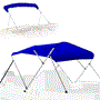 Pyle - SLBT490B , Marine and Waterproof , Protective Storage Covers , On the Road , Protective Storage Covers , 4 Bow Bimini Top Boat Cover - Front Hold-Down Straps and Rear Support Arms, Includes Mounting Hardware with 1 Inch Aluminum Frame (Blue)