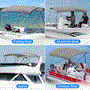 Pyle - SLBT4GR618 , Marine and Waterproof , Protective Storage Covers , On the Road , Protective Storage Covers , 4 Bow Bimini Top - 2 Straps and 2 Rear Support Poles with Marine-Grade 600D Polyester Canvas (Gray)