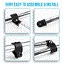 Pyle - SLBTW60G , Marine and Waterproof , Protective Storage Covers , On the Road , Protective Storage Covers , 3 Bow Bimini Top Boat Cover - 2 Straps for Front, 2 Support Poles for Rear, Includes Mounting Hardware with  1" Double-Walled Aluminum Frame Tubes (Gray)