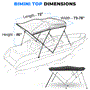 Pyle - SLBTW78G , Marine and Waterproof , Protective Storage Covers , On the Road , Protective Storage Covers , 3 Bow Bimini Top Boat Cover - 2 Straps for Front, 2 Support Poles for Rear, Includes Mounting Hardware with  1" Double-Walled Aluminum Frame Tubes (Gray)