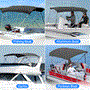 Pyle - SLBTW90G.5 , Marine and Waterproof , Protective Storage Covers , On the Road , Protective Storage Covers , 3 Bow Bimini Top Boat Cover - 2 Straps for Front, 2 Support Poles for Rear, Includes Mounting Hardware with  1" Double-Walled Aluminum Frame Tubes (Gray)