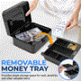 Pyle - SLCAB08 , Home and Office , Safe Boxes - Mailboxes , 8" Metal Cash Box with Lock, Cash Safe with Money Tray and Secure Lock (Black)