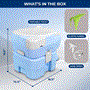 Pyle - SLCATL380 , Home and Office , Pressure Washers - Outdoor Cleaning , 20 Liter Outdoor Portable Toilet with Extra Large Seat, Phone Holder, Detachable Waste Holding Tank, Plastic Funnel, Hand Sprayer, and Flush for Indoor & Outdoor Use (Moonwhite)