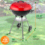 Pyle - SLCGR40 , Kitchen & Cooking , BBQ & Grilling , Portable Outdoor Charcoal BBQ Grill - Stainless Steel Charcoal Grill Offset Smoker with Cover (Red)