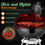 Pyle - SLCGR40 , Kitchen & Cooking , BBQ & Grilling , Portable Outdoor Charcoal BBQ Grill - Stainless Steel Charcoal Grill Offset Smoker with Cover (Red)