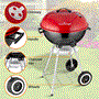 Pyle - SLCGR40 , Kitchen & Cooking , BBQ & Grilling , Portable Outdoor Charcoal BBQ Grill - Stainless Steel Charcoal Grill Offset Smoker with Cover (Red)