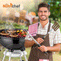 Pyle - SLCGR40 , Kitchen & Cooking , BBQ & Grilling , Portable Outdoor Charcoal BBQ Grill - Stainless Steel Charcoal Grill Offset Smoker with Cover (Red)