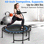 Pyle - SLELT418 , Health and Fitness , Fitness Equipment - Home Gym , Pro Aerobics Fitness Trampoline - Portable Gym Sports Trampoline with Adjustable Handrail