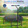 Pyle - SLELT418 , Health and Fitness , Fitness Equipment - Home Gym , Pro Aerobics Fitness Trampoline - Portable Gym Sports Trampoline with Adjustable Handrail
