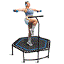 Pyle - SLELT518 , Home and Office , Fitness Equipment - Home Gym , Health and Fitness , Fitness Equipment - Home Gym , Pro Aerobics Fitness Trampoline - Portable Gym Sports Trampoline with Adjustable Handrail