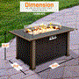 Pyle - SLNFLG44 , Misc , Outdoor Propane Gas Fire Pit Table - 50,000 BTU Auto-Ignition Gas Firepit with Glass Wind Guard, Black Tempered Glass Tabletop & Clear Glass Rock