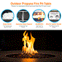 Pyle - SLFPTL.8 , Misc , Outdoor Propane Gas Fire Pit Table - 50,000 BTU Auto-Ignition Gas Firepit with Glass Wind Guard, Black Tempered Glass Tabletop & Clear Glass Rock