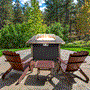 Pyle - SLFPTL.8 , Misc , Outdoor Propane Gas Fire Pit Table - 50,000 BTU Auto-Ignition Gas Firepit with Glass Wind Guard, Black Tempered Glass Tabletop & Clear Glass Rock