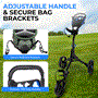 Pyle - SLG3W , Misc , Foldable 3-Wheel Golf Push Cart - New Deluxe Scorecard Holder, Upper & Lower Brackets with Elastic Strap