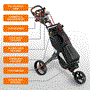 Pyle - SLG3W , Misc , Foldable 3-Wheel Golf Push Cart - New Deluxe Scorecard Holder, Upper & Lower Brackets with Elastic Strap