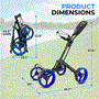 Pyle - SLGZ36.6 , Sports and Outdoors , Foldable 4-Wheel Golf Push Cart - New Deluxe AI Frame Trolley, Upper & Lower Brackets with Elastic Strap, Without Umbrella Holder