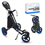 Pyle - SLGZ48 , Misc , Foldable 3-Wheel Golf Push Cart - New Deluxe Scorecard Holder, Upper & Lower Brackets with Elastic Strap - Includes Cup Holder, Scorecard Holder, and Patented Bag Holder