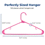 Pyle - SLHPLPINK100 , Home and Office , Storage - Organization , 100 Pieces Plastic Hangers - Non-Slip, Sturdy, and Heavy Duty Coat Set with 360° Swivel Hook for Clothes (Pink)
