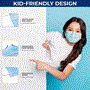 Pyle - SLKDPLY50X40 , Misc , 50 Pcs X 40 INNER  = 2,000 Disposable Face Masks - 3 Layer Protection Breathable Face Masks, For Dust Covering (For Kids)
