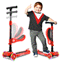 Pyle - SLKS41 , Sports and Outdoors , Kids Toy Scooters , Infinity 3-Wheel Kids Scooter - Child & Toddler Toy Scooter with Built-in LED Wheel Lights, Fold-Out Comfort Seat (Red)