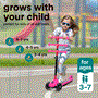 Pyle - SLKSC11PN , Sports and Outdoors , Kids Toy Scooters , 3-Wheel Foldable Kids Scooter - Child Toy Scooter with Built-in LED Wheel Lights, and Easy Maneuvering Lean-to-Steer Technology (Pink)