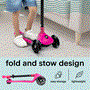 Pyle - SLKSC11PN , Sports and Outdoors , Kids Toy Scooters , 3-Wheel Foldable Kids Scooter - Child Toy Scooter with Built-in LED Wheel Lights, and Easy Maneuvering Lean-to-Steer Technology (Pink)
