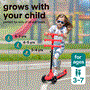 Pyle - SLKSC12RD , Sports and Outdoors , Kids Toy Scooters , 3-Wheel Foldable Kids Scooter - Child Toy Scooter with Built-in LED Wheel Lights, and Easy Maneuvering Lean-to-Steer Technology (Red)