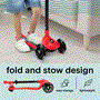 Pyle - SLKSC12RD , Sports and Outdoors , Kids Toy Scooters , 3-Wheel Foldable Kids Scooter - Child Toy Scooter with Built-in LED Wheel Lights, and Easy Maneuvering Lean-to-Steer Technology (Red)
