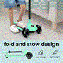 Pyle - SLKSC13MG , Sports and Outdoors , Kids Toy Scooters , 3-Wheel Foldable Kids Scooter - Child Toy Scooter with Built-in LED Wheel Lights, and Easy Maneuvering Lean-to-Steer Technology (Mint Green)