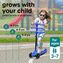 Pyle - SLKSC15BL.5 , Sports and Outdoors , Kids Toy Scooters , 3-Wheel Foldable Kids Scooter - Child Toy Scooter with Built-in LED Wheel Lights, and Easy Maneuvering Lean-to-Steer Technology (Blue)