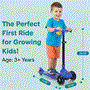 Pyle - SLKSC15BL , Sports and Outdoors , Kids Toy Scooters , 3-Wheel Foldable Kids Scooter - Child Toy Scooter with Built-in LED Wheel Lights, and Easy Maneuvering Lean-to-Steer Technology (Blue)