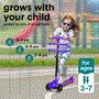 Pyle - SLKSC16PR , Sports and Outdoors , Kids Toy Scooters , 3-Wheel Foldable Kids Scooter - Child Toy Scooter with Built-in LED Wheel Lights, and Easy Maneuvering Lean-to-Steer Technology (Purple)
