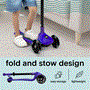 Pyle - SLKSC16PR , Sports and Outdoors , Kids Toy Scooters , 3-Wheel Foldable Kids Scooter - Child Toy Scooter with Built-in LED Wheel Lights, and Easy Maneuvering Lean-to-Steer Technology (Purple)
