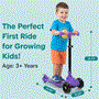 Pyle - SLKSC16PR , Sports and Outdoors , Kids Toy Scooters , 3-Wheel Foldable Kids Scooter - Child Toy Scooter with Built-in LED Wheel Lights, and Easy Maneuvering Lean-to-Steer Technology (Purple)