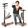 Pyle - SLKSTIG , Sports and Outdoors , Kids Toy Scooters , Infinity 3-Wheel Kids Scooter - Child & Toddler Toy Scooter with Built-in LED Wheel Lights, Fold-Out Comfort Seat (Tiger)